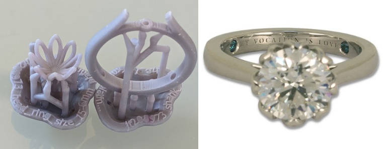 For custom diamond reset rings, we can use a variety of methods — entirely handmade, wax carving, or CAD/CAD design.